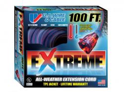 FASTENER EXPRESS | US Wire 99100 12/3 100-Foot SJEOW TPE Extreme Weather Extension Cord Blue with Lighted Plug 